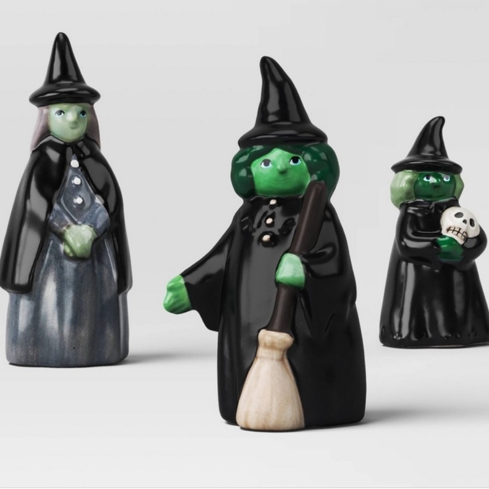 Set of 3 Mini Mantle Ceramic Witch Figurines Hyde & EEK! Halloween 2025